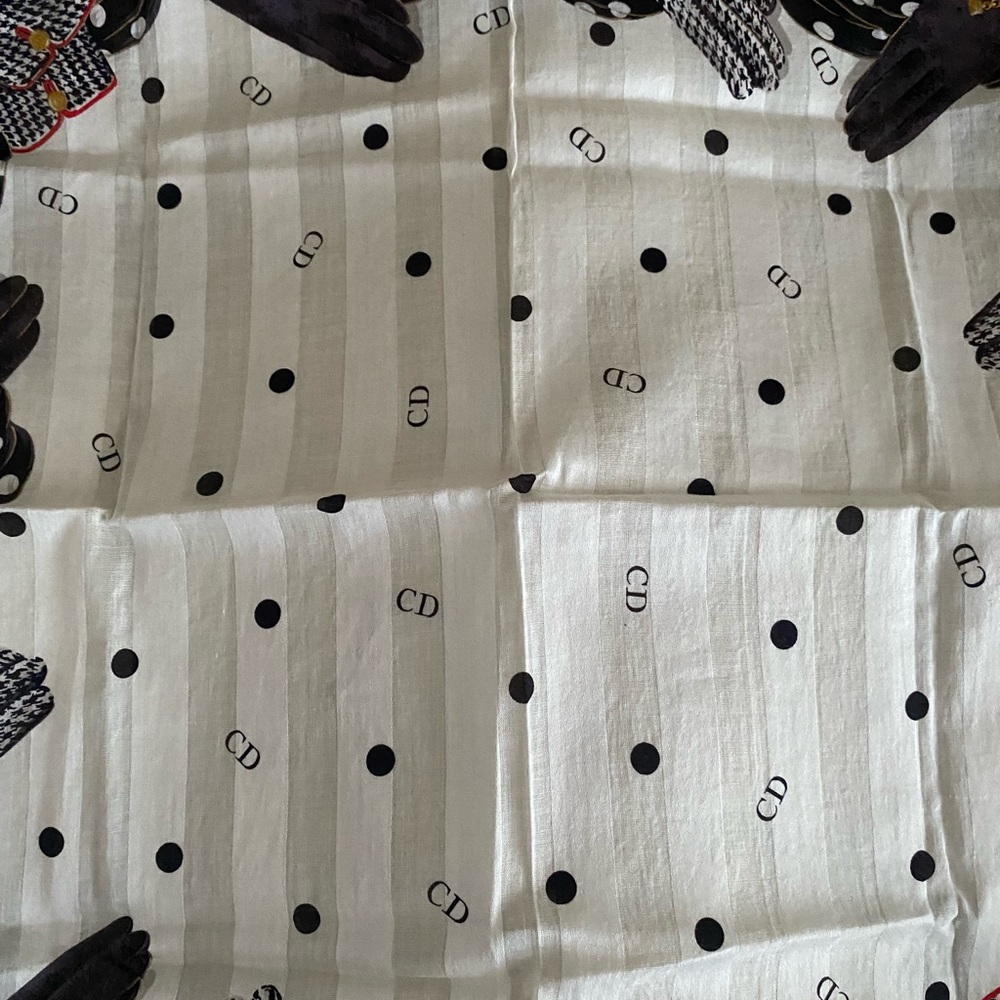 Vintage Christian DIOR Small Scarf Neck Hair Cotton Glove Print - Picture 7 of 10